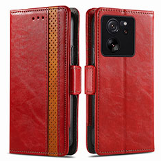 Custodia Portafoglio In Pelle Cover con Supporto S02D per Xiaomi Mi 13T 5G Rosso