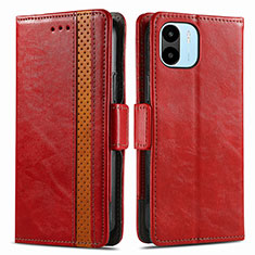 Custodia Portafoglio In Pelle Cover con Supporto S02D per Xiaomi Poco C51 Rosso