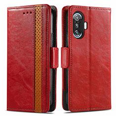 Custodia Portafoglio In Pelle Cover con Supporto S02D per Xiaomi Poco F3 GT 5G Rosso