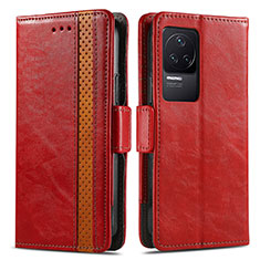 Custodia Portafoglio In Pelle Cover con Supporto S02D per Xiaomi Redmi K50 5G Rosso