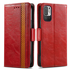 Custodia Portafoglio In Pelle Cover con Supporto S02D per Xiaomi Redmi Note 10 JE 5G Rosso