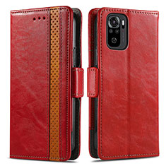 Custodia Portafoglio In Pelle Cover con Supporto S02D per Xiaomi Redmi Note 10S 4G Rosso