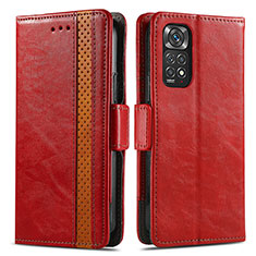 Custodia Portafoglio In Pelle Cover con Supporto S02D per Xiaomi Redmi Note 11 4G (2022) Rosso