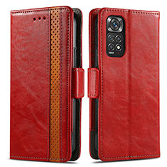 Custodia Portafoglio In Pelle Cover con Supporto S02D per Xiaomi Redmi Note 11 Pro 4G Rosso