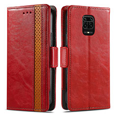 Custodia Portafoglio In Pelle Cover con Supporto S02D per Xiaomi Redmi Note 9S Rosso