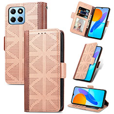 Custodia Portafoglio In Pelle Cover con Supporto S03D per Huawei Honor 70 Lite 5G Marrone Chiaro