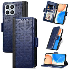 Custodia Portafoglio In Pelle Cover con Supporto S03D per Huawei Honor X8 4G Blu