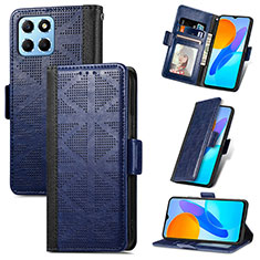 Custodia Portafoglio In Pelle Cover con Supporto S03D per Huawei Honor X8 5G Blu