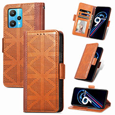 Custodia Portafoglio In Pelle Cover con Supporto S03D per Realme Narzo 50 Pro 5G Marrone