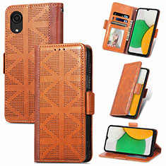 Custodia Portafoglio In Pelle Cover con Supporto S03D per Samsung Galaxy A03 Core Marrone