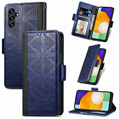 Custodia Portafoglio In Pelle Cover con Supporto S03D per Samsung Galaxy A13 5G Blu