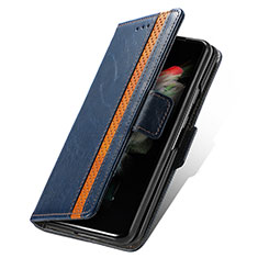 Custodia Portafoglio In Pelle Cover con Supporto S03D per Samsung Galaxy Z Fold4 5G Blu