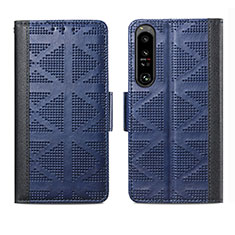 Custodia Portafoglio In Pelle Cover con Supporto S03D per Sony Xperia 1 IV Blu