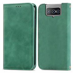 Custodia Portafoglio In Pelle Cover con Supporto S04D per Asus Zenfone 7 Pro ZS671KS Verde