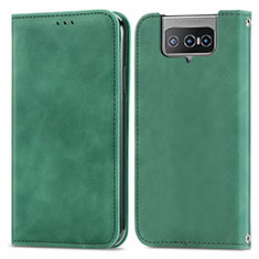 Custodia Portafoglio In Pelle Cover con Supporto S04D per Asus Zenfone 7 ZS670KS Verde