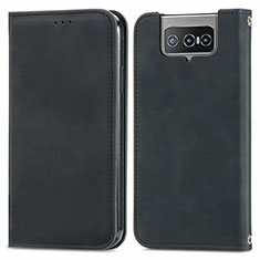 Custodia Portafoglio In Pelle Cover con Supporto S04D per Asus ZenFone 8 Flip ZS672KS Nero