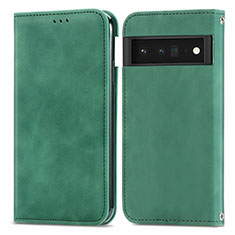 Custodia Portafoglio In Pelle Cover con Supporto S04D per Google Pixel 6 5G Verde