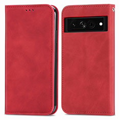 Custodia Portafoglio In Pelle Cover con Supporto S04D per Google Pixel 7 Pro 5G Rosso