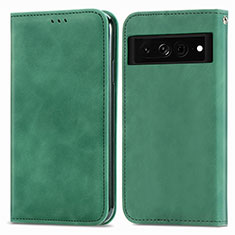 Custodia Portafoglio In Pelle Cover con Supporto S04D per Google Pixel 7 Pro 5G Verde