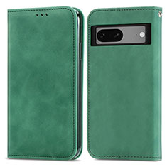 Custodia Portafoglio In Pelle Cover con Supporto S04D per Google Pixel 7a 5G Verde