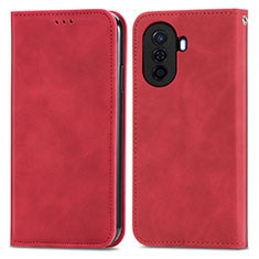 Custodia Portafoglio In Pelle Cover con Supporto S04D per Huawei Enjoy 50 Rosso