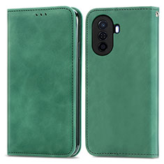 Custodia Portafoglio In Pelle Cover con Supporto S04D per Huawei Enjoy 50 Verde