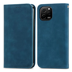 Custodia Portafoglio In Pelle Cover con Supporto S04D per Huawei Enjoy 50z Blu