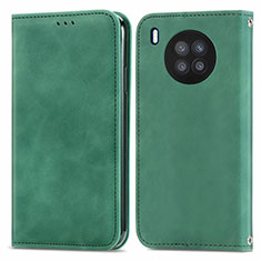 Custodia Portafoglio In Pelle Cover con Supporto S04D per Huawei Honor 50 Lite Verde