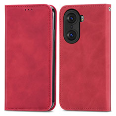 Custodia Portafoglio In Pelle Cover con Supporto S04D per Huawei Honor 60 5G Rosso