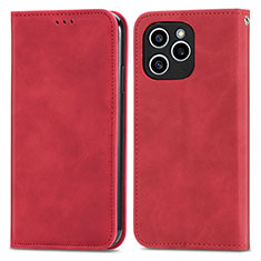 Custodia Portafoglio In Pelle Cover con Supporto S04D per Huawei Honor 60 SE 5G Rosso