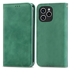 Custodia Portafoglio In Pelle Cover con Supporto S04D per Huawei Honor 60 SE 5G Verde