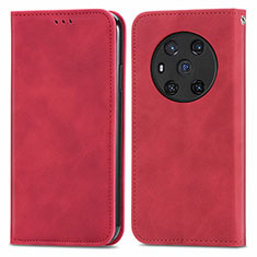 Custodia Portafoglio In Pelle Cover con Supporto S04D per Huawei Honor Magic3 5G Rosso