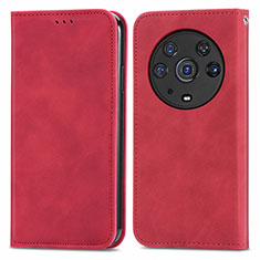 Custodia Portafoglio In Pelle Cover con Supporto S04D per Huawei Honor Magic3 Pro 5G Rosso