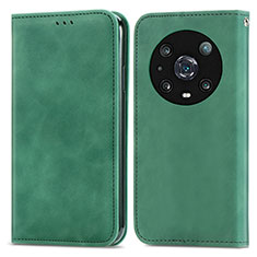 Custodia Portafoglio In Pelle Cover con Supporto S04D per Huawei Honor Magic4 Pro 5G Verde