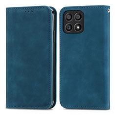 Custodia Portafoglio In Pelle Cover con Supporto S04D per Huawei Honor X30i Blu