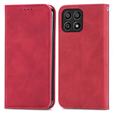 Custodia Portafoglio In Pelle Cover con Supporto S04D per Huawei Honor X30i Rosso