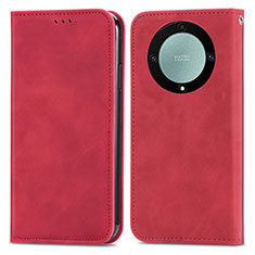 Custodia Portafoglio In Pelle Cover con Supporto S04D per Huawei Honor X9a 5G Rosso