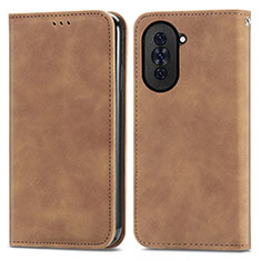 Custodia Portafoglio In Pelle Cover con Supporto S04D per Huawei Nova 10 Marrone