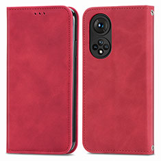 Custodia Portafoglio In Pelle Cover con Supporto S04D per Huawei Nova 9 Pro Rosso