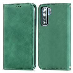 Custodia Portafoglio In Pelle Cover con Supporto S04D per Huawei P40 Lite 5G Verde