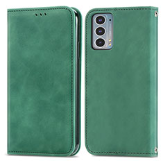 Custodia Portafoglio In Pelle Cover con Supporto S04D per Motorola Moto Edge 20 5G Verde