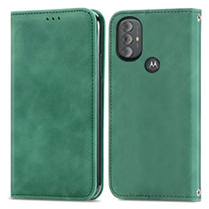 Custodia Portafoglio In Pelle Cover con Supporto S04D per Motorola Moto G Play Gen 2 Verde