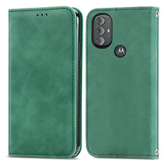 Custodia Portafoglio In Pelle Cover con Supporto S04D per Motorola Moto G Power (2022) Verde