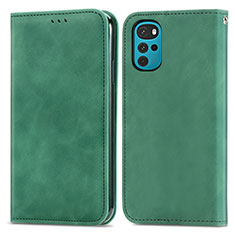 Custodia Portafoglio In Pelle Cover con Supporto S04D per Motorola Moto G22 Verde