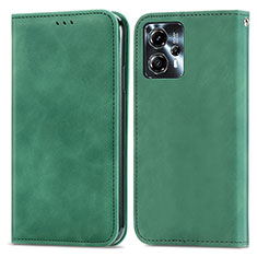 Custodia Portafoglio In Pelle Cover con Supporto S04D per Motorola Moto G23 Verde