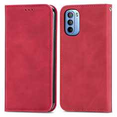 Custodia Portafoglio In Pelle Cover con Supporto S04D per Motorola Moto G31 Rosso