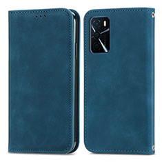 Custodia Portafoglio In Pelle Cover con Supporto S04D per Oppo A16 Blu