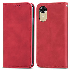 Custodia Portafoglio In Pelle Cover con Supporto S04D per Oppo A17K Rosso