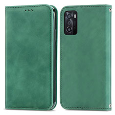 Custodia Portafoglio In Pelle Cover con Supporto S04D per Oppo A55S 5G Verde