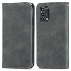 Custodia Portafoglio In Pelle Cover con Supporto S04D per Oppo A74 4G Grigio